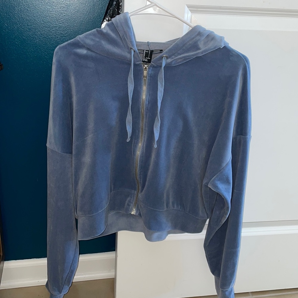 Cropped zip up sweater